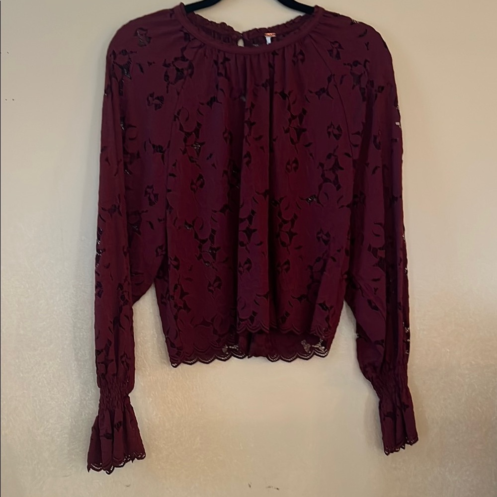 Elegant Burgundy Lace Women's Top
